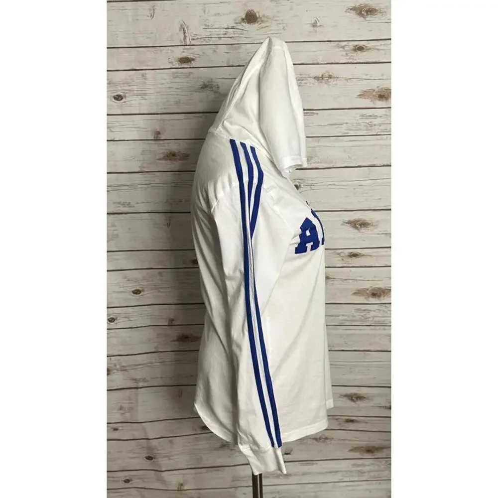 Adidas white cotton graphic print hooded long sleeve t-shirt Size L (14-16)